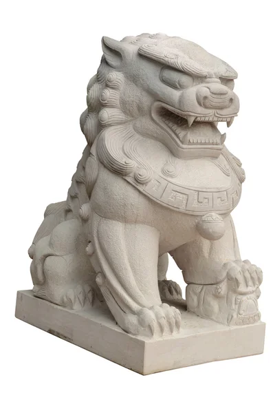 Lev sochy v čínském stylu na bílém pozadí. — Stock fotografie