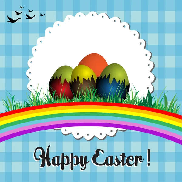 Carte postale de Pâques avec œufs colorés — Image vectorielle