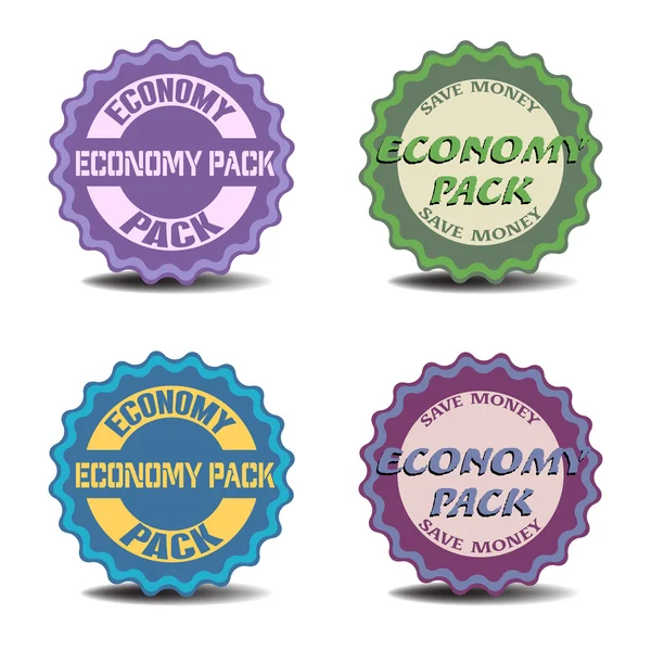 Set di quattro adesivi confezione economia — Vettoriale Stock