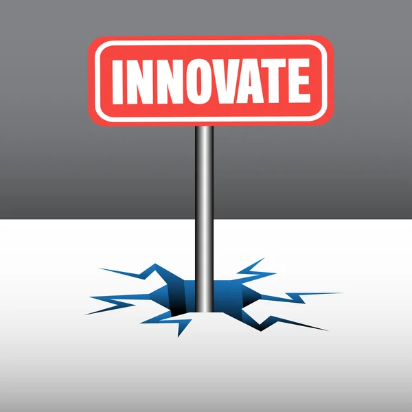 Innovate plate coming out from an ice crack — Stock Vector