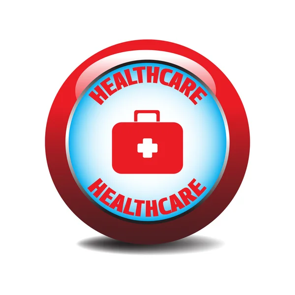 Red healthcare glossy button — Stock Vector