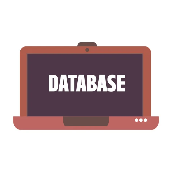 Database word written on a laptop's screen — Stock Vector