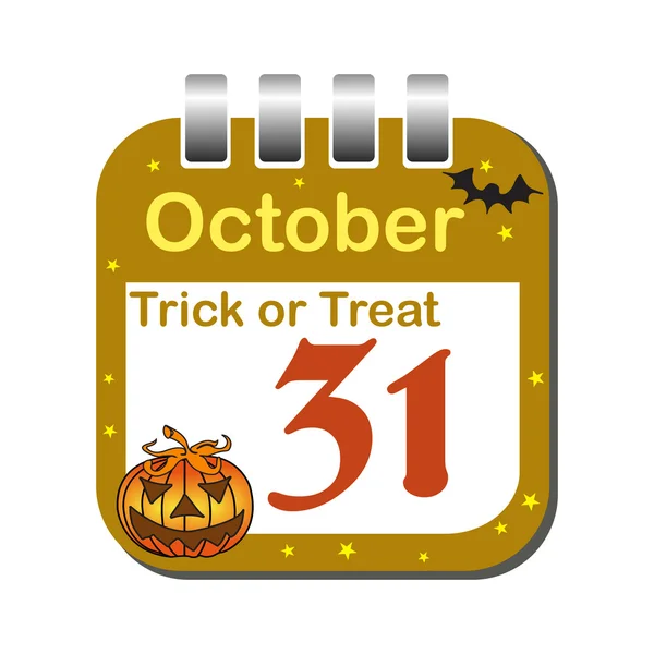 List kalendáře Halloween — Stockový vektor
