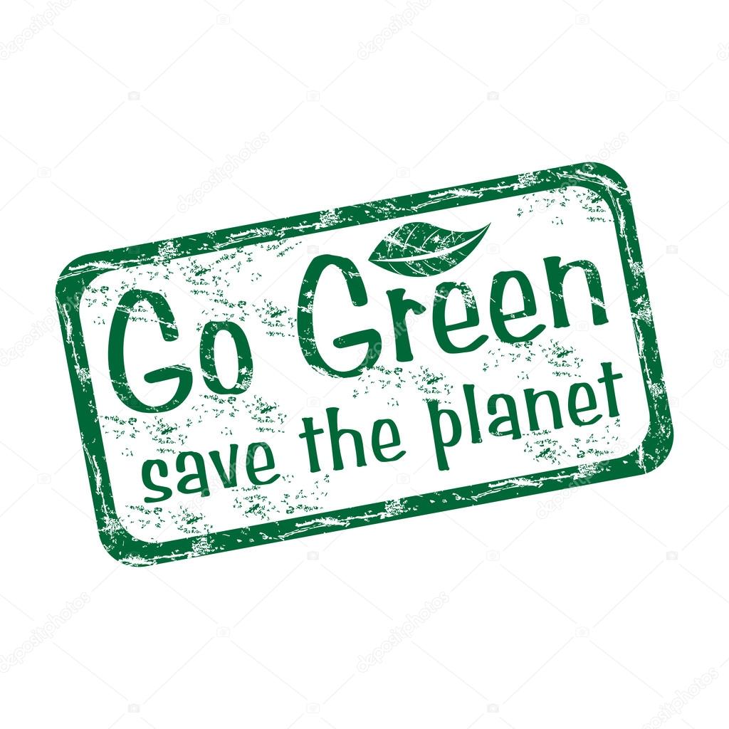 Go green grunge rubber stamp