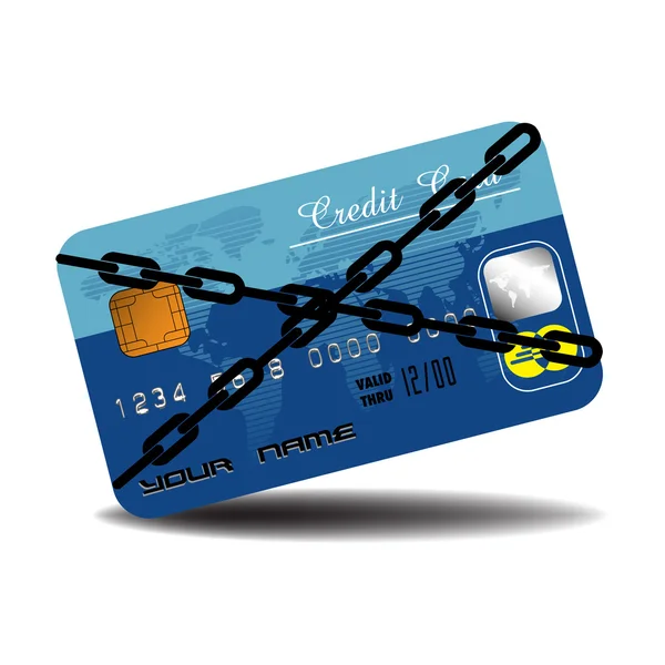 Cartão de crédito acorrentado — Vetor de Stock