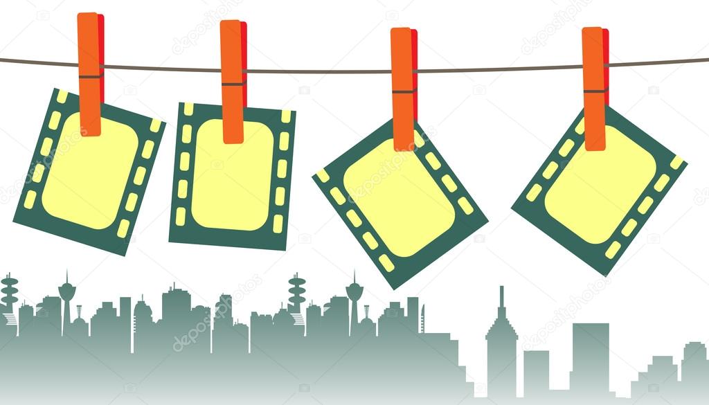 Filmstrips hanging on clothesline — Stock Vector © oxlock 69294355