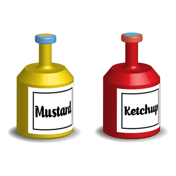 Mosterd en ketchup — Stockvector