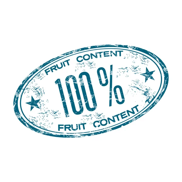 One hundred percent fruit content rubber stamp — Stock Vector