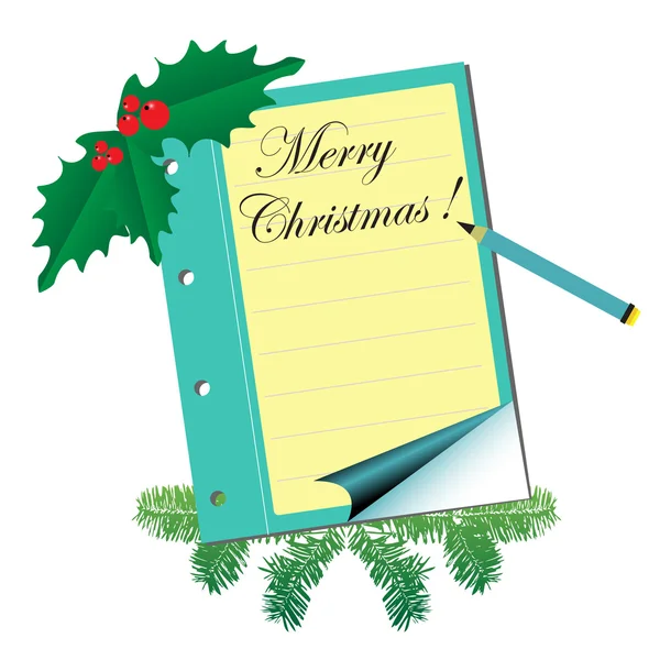 Vánoční přání s jmelí a notebook — Stockový vektor