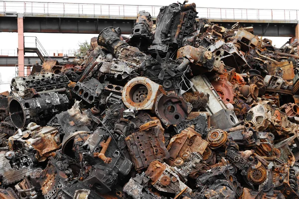 Mountain of scrap metal ready for recycling