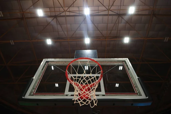 Arco Basquetebol Ginásio Foco Seletivo Centro Foto — Fotografia de Stock