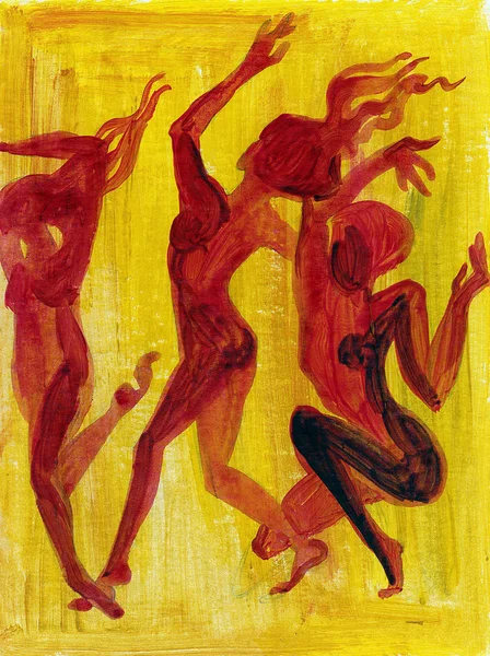 Танцующие девушки в абстрактном стиле — стоковое фото