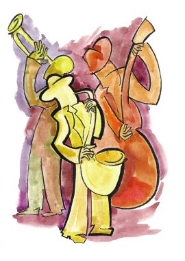 Saksofoncu, trampeter ve contrabassist