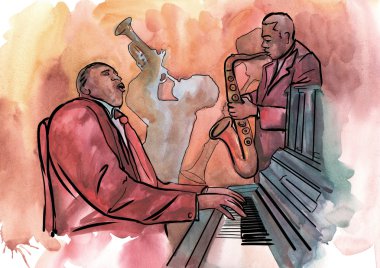 Jazz trio playing composition clipart