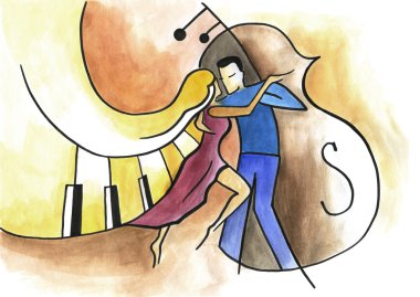 genç bir çift tango dans