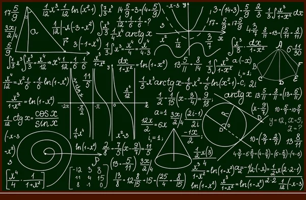 Fórmulas De Matemática Na Lousa De Escola — Fotografias De Stock