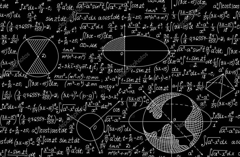 Math vector seamless pattern with geometrical figures, formulas and ...