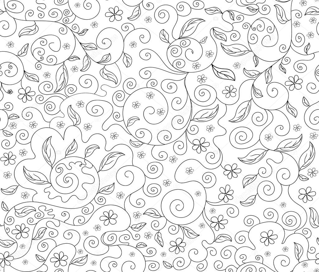 Abstract Floral Vector Seamless Pattern With Flowers And Leaves Decorative Figured Lines Vector Image By C Belchonoksun25 Vector Stock 91388490