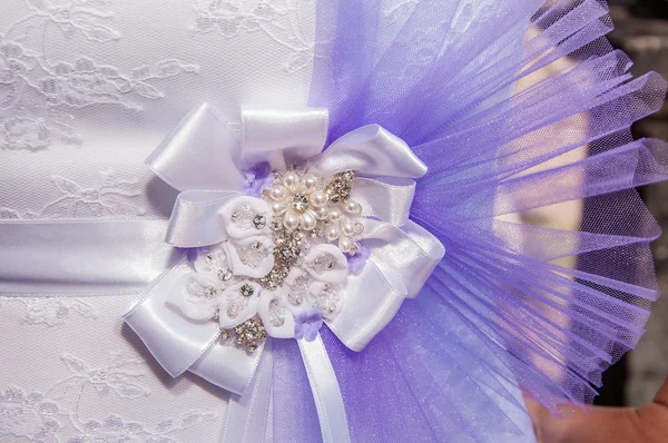 Bow white bride's wedding dress — Stock Photo, Image