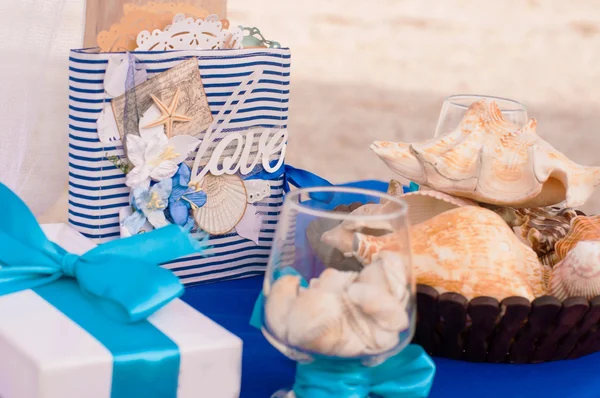 Decoration on the marine theme with seashells — Stock Photo, Image