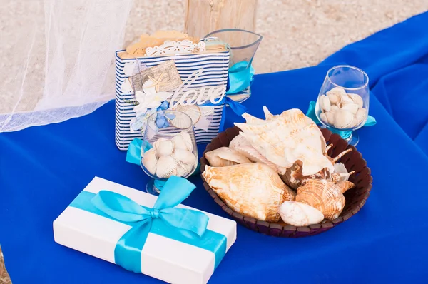 Decoration on the marine theme with seashells — Stock Photo, Image