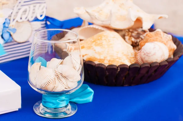 Decoration on the marine theme with seashells — Stock Photo, Image