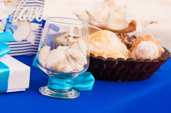 Decoration on the marine theme with seashells — Stock Photo, Image