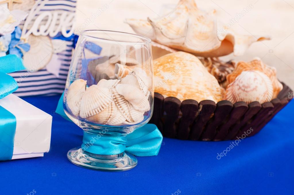 Decoration on the marine theme with seashells