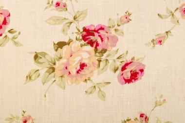 Pamuk keten kumaş doku çiçek çizim ile