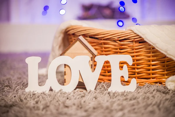Wort Liebe Objekte im Haus — Stockfoto