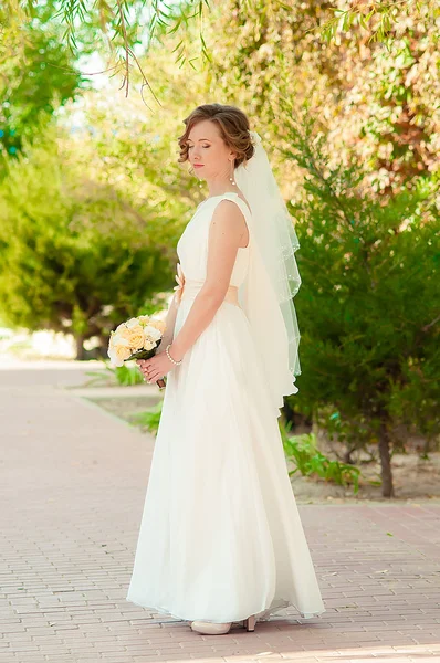 Young bride in a beautiful dress — Stock Photo, Image