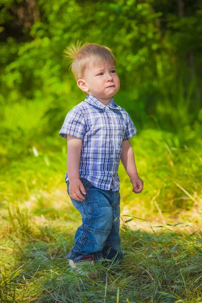 Babyjongen in het veld — Stockfoto