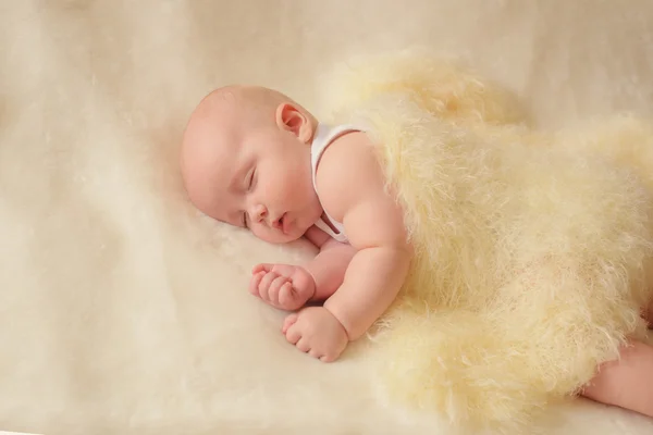 Little baby on the bed at home — Stock Photo, Image