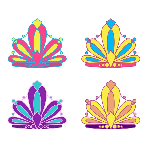 Set Colored Princess Crowns Flat Tiaras Isolated White Background Vector Royalty Free Stock Illustrations