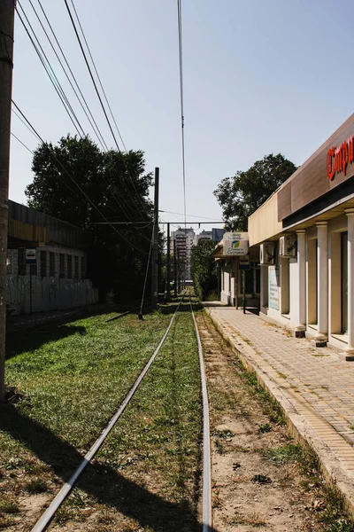 Pyatigorsk Rússia Setembro 2020 Trilhas Bonde Rua Bulvarnaya — Fotografia de Stock