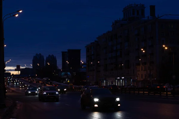 Autoverkehr Auf Den Straßen Moskaus Abend — Stockfoto