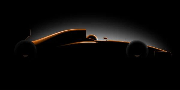Ρεαλιστικό στυλ αγωνιστικό αυτοκίνητο φόρμουλα πλευρική θέα στο σκοτάδι — Διανυσματικό Αρχείο