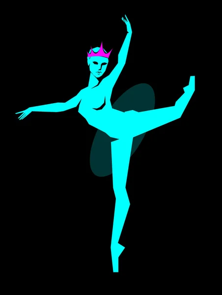 シンプルな角図バレエ ダンサー、クラウンと透明なチュチュ — ストックベクタ