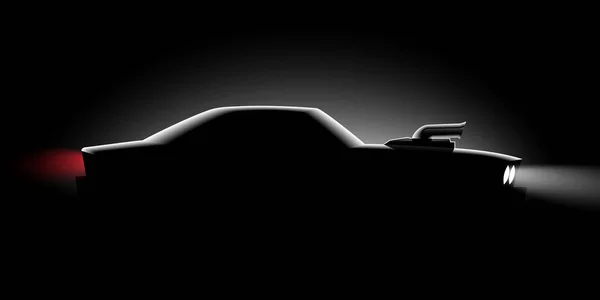 Cupê de carro clássico realista com uma vista lateral supercharger no escuro — Vetor de Stock