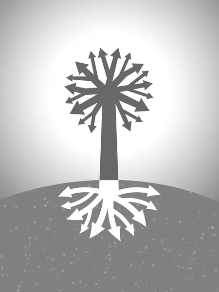 Диаграмма абстрактного дерева с ветвями корней в виде стрелок — стоковый вектор