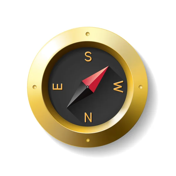 Realistický kovový kompas — Stockový vektor