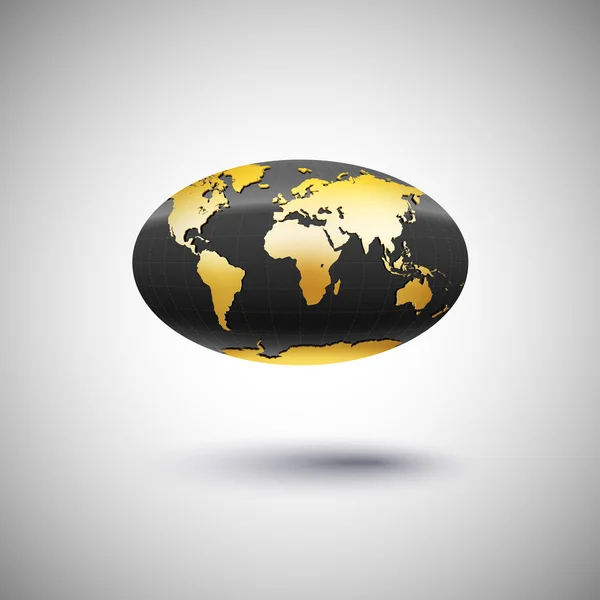 Ovale noir doré entourer le globe avec l'ombre — Image vectorielle