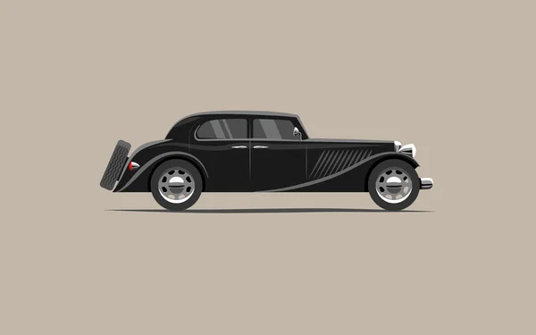 Estilizado retro carro preto sedan — Vetor de Stock