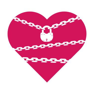 kalp üzerinde kilit zincirleri ile kapalı.