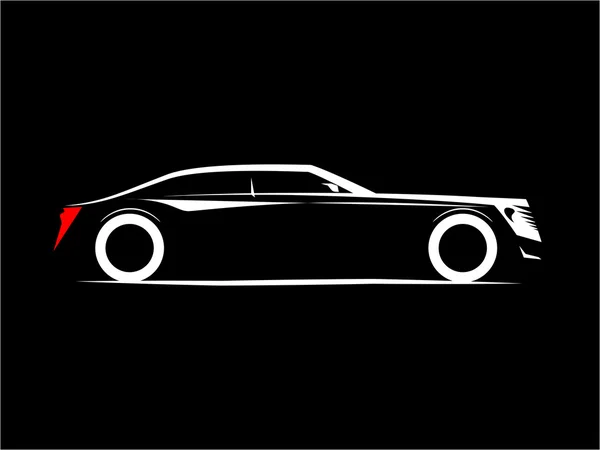 Silhouette of a luxury car on a black background — Stock Vector