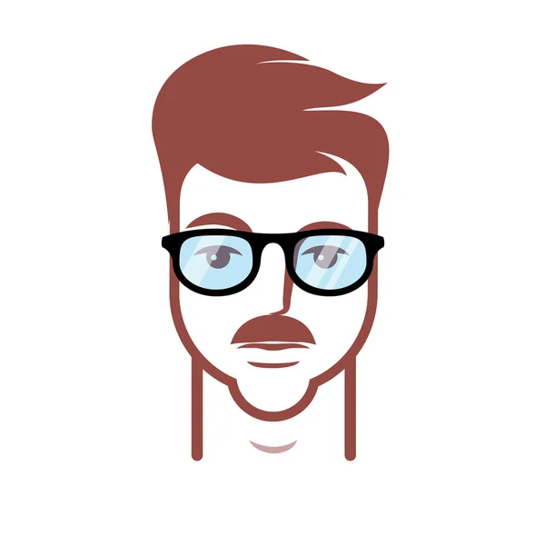 Tête lunettes hipster et une moustache — Image vectorielle