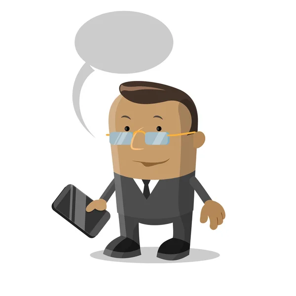 Cartoon zakenman met mobiele telefoon — Stockvector