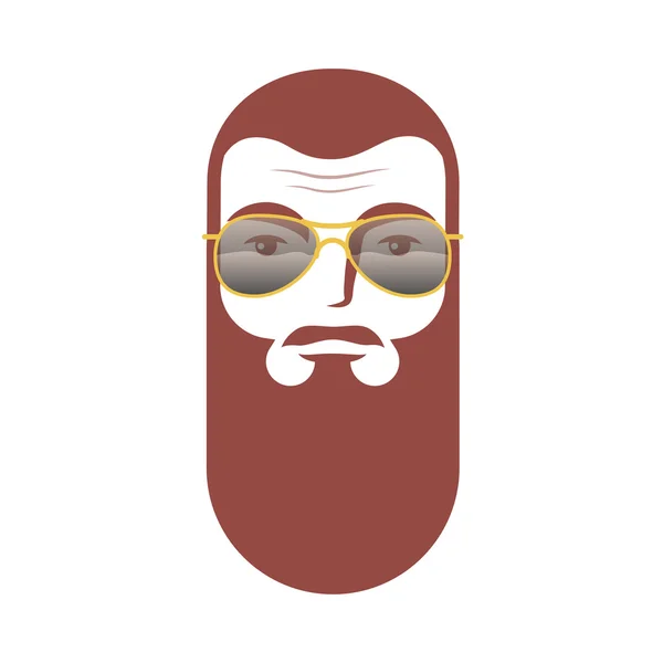 Visage avec barbe portant des lunettes — Image vectorielle