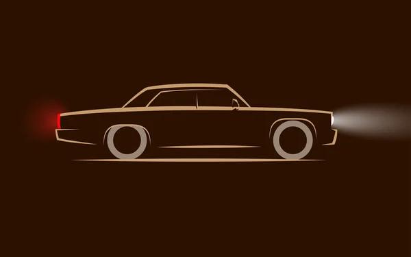 Silhueta do sedan clássico com faróis — Vetor de Stock