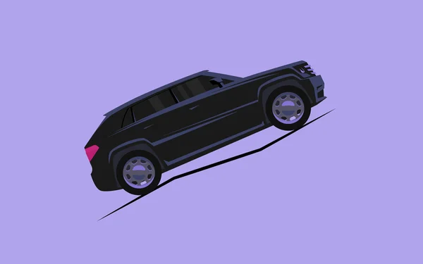 Coche estilizado simple sube la montaña — Vector de stock